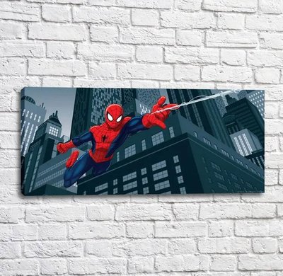 Постер Человек паук на фоне серего здания, комиксы Mul16633 фото