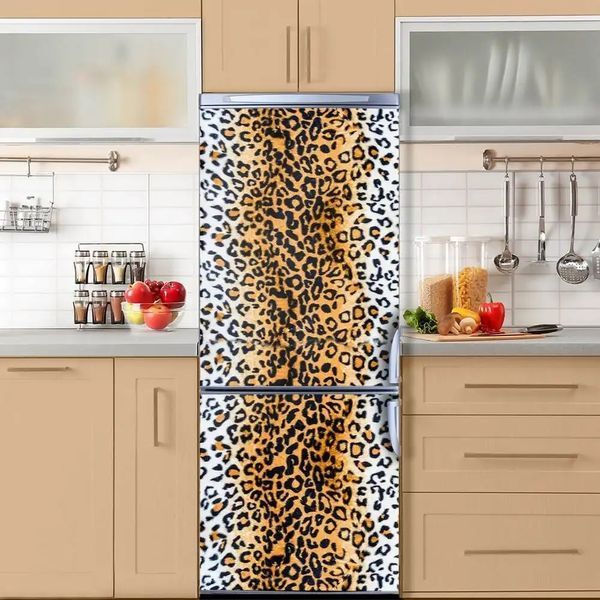 Autocolant 3D pentru ușă, imprimeu leopard STD134 фото
