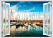 Наклейка на стену, 3D-окно с видом на переполненный порт с лодками W169 фото 3