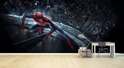 Фотообои Человек паук на небоскебе, фон черный Ger2864 фото