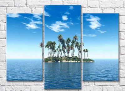 Triptic Insulă mică cu palmieri în mare Mor10114 фото