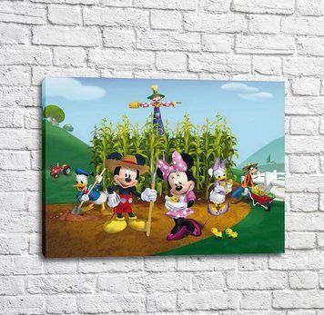 Poster cu Minnie și Mickey Mouse pe fundalul fermei Mul16535 фото