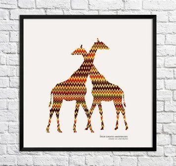 Afiș cu girafe. model chevron Min15936 фото