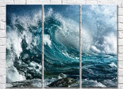 Триптих Синие волны бушующего моря Mor10016 фото