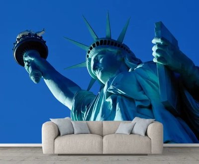 Statuia Libertății cu o torță pe fond albastru 3D2066 фото