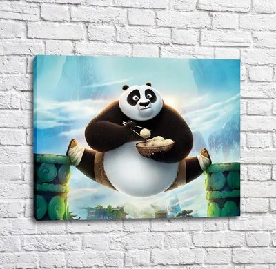 Постер Кунг Фу Панда на фоне голубого неба Mul16286 фото