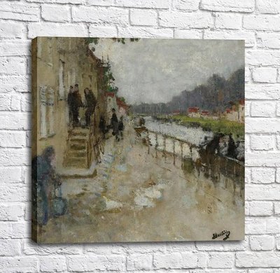 Pictura Montezine Pierre Eugene - Malul Canalului la Saint-Mammes Imp12618 фото