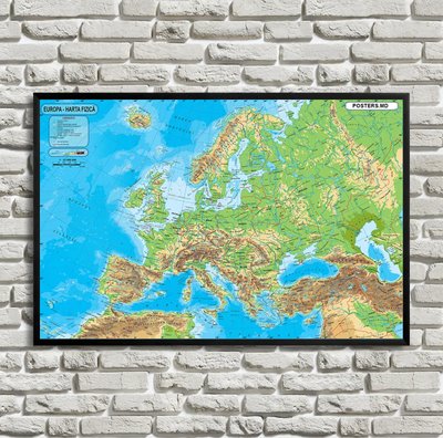 Физическая карта Европы на румынском языке Kar14798 фото