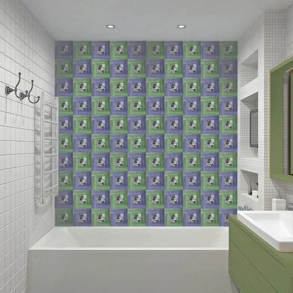 Керамическая плитка в зеленых и фиолетовых цветах P22 фото