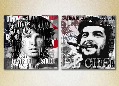 Dipticul lui Che Guevara și Jim Morrison, portrete stilizate Lyu6968 фото