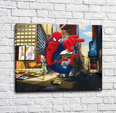 Постер Человек паук парящий над городом, графика Mul16638 фото