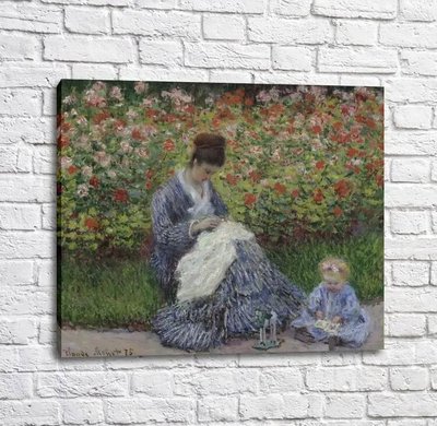 Pictură Camille Monet și un copil în grădina artiștilor din Argenteuil, 1875 Mon14069 фото
