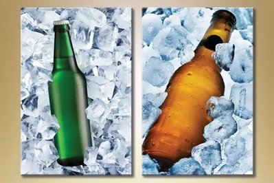 Модульные картины Диптих, пиво в бутылках Eda8419 фото