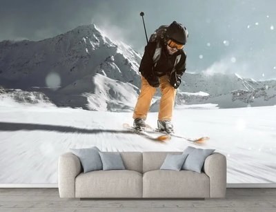 Спортсмен на лыжах на фоне гор Spo2969 фото