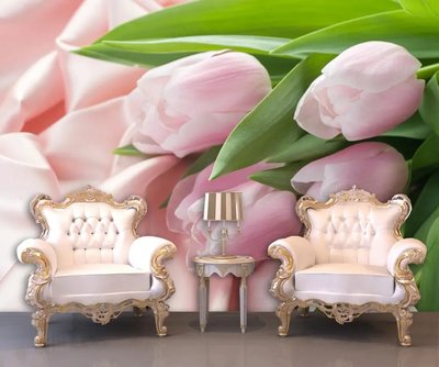 Фотообои Розовые тюльпаны на фоне шелка TSv4819 фото