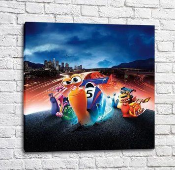 Poster Eroii desenului animat Turbo pe fundalul orașului de seară Mul16240 фото