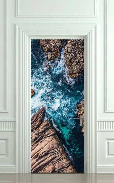 3Д наклейка на дверь, Скалы и море ST303 фото