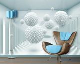 Фотообои - "Белые сферы 3D на серо голубом фоне" 3D4821 фото