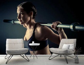 Fototapet - "Fototapet Fată cu mreană pe fond negru, fitness" Spo3021 фото