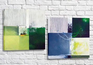 Модульные картины Abstraction blue green gray Abs9973 фото