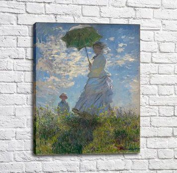 Pictură Promenada, Femeie cu umbrelă de soare, 1875 Mon14424 фото