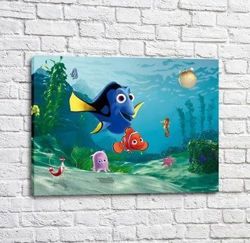 Poster Fish Dory, Nemo și prietenii lor pe fundal de alge marine Mul16543 фото