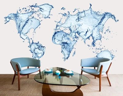 Harta lumii abstracte din apă și stropi pe un fundal deschis Abs1023 фото