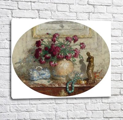 Pictura Montezin Pierre Eugene - Vază cu flori pe un dulap Imp12774 фото