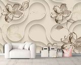 Fototapet - "Flori maro pe fond bej, abstracție 3D" 3D4674 фото
