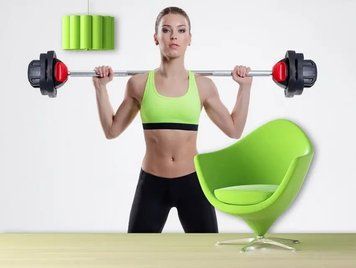 Fototapet - "Fototapet Fată cu mreană pe fundal alb, fitness" Spo3024 фото