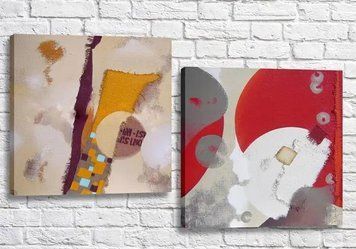 Модульные картины Abstraction canvas red and orange Abs10025 фото