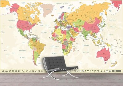 Harta lumii multicoloră cu semne Sov1075 фото