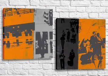 Модульные картины Abstraction gray orange people Abs9976 фото