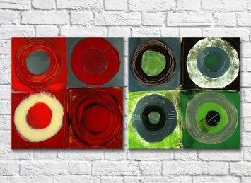 Модульные картины Abstract canvas red and green colored circles Abs10027 фото