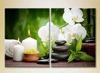 Модульные картины Белые орхидеи и бамбук_02 TSv6727 фото