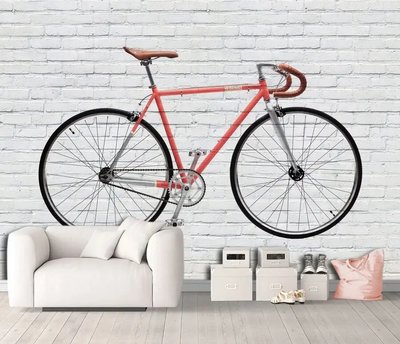 Фотообои Велосипед на белой кирпичной стене Ret5142 фото