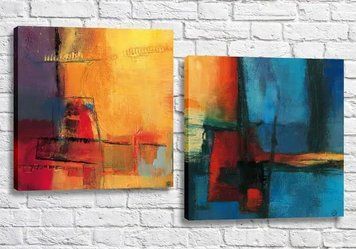 Модульные картины Abstraction canvas blue orange Abs9978 фото