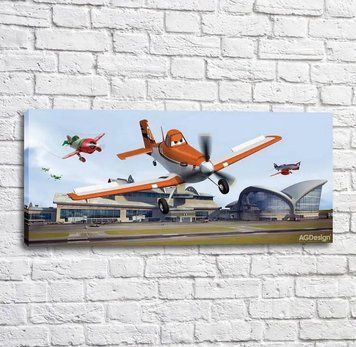 Poster C&acirc;mp prafuit pe fundalul aeroportului Mul16248 фото