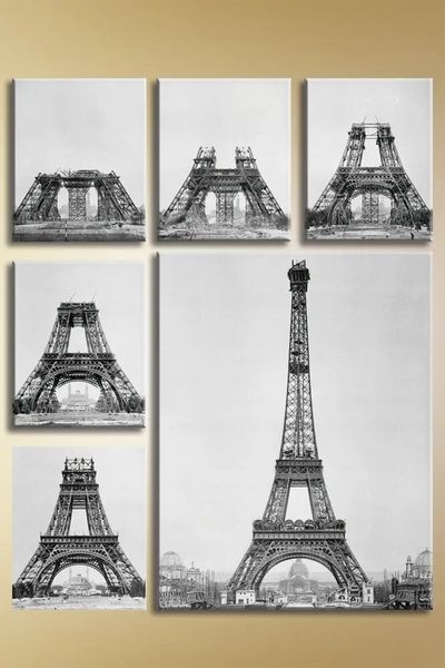 Модульные картины Полиптих, Эйфелева башня, этапы строительства Gor8728 фото