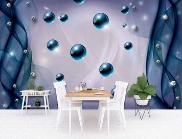 Fototapet - "Fototapet Perle și diamante albastre, Abstracție 3D" 3D4879 фото