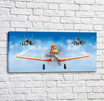 Poster C&acirc;mpuri prăfuite și avioane de luptă pe cerul albastru Mul16249 фото