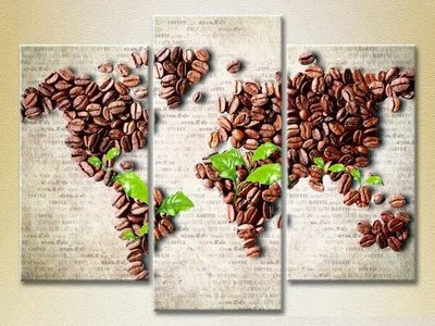 Picturi modulare Harta lumii din boabe de cafea Eda10729 фото