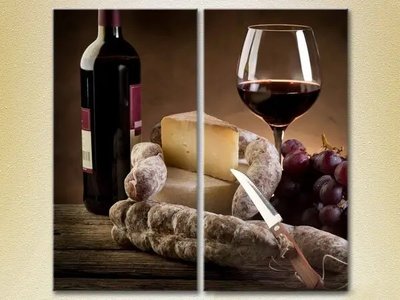 Модульные картины Вино, сыр и виноград Eda9229 фото