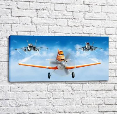 Poster Câmpuri prăfuite și avioane de luptă pe cerul albastru Mul16249 фото