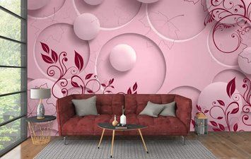 Fototapet - "Modele roz și bile pe un fundal roz, abstracție 3D" 3D4730 фото