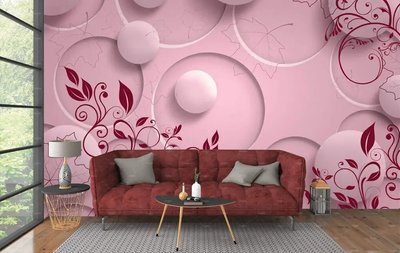 Modele roz și bile pe un fundal roz, abstracție 3D 3D4730 фото