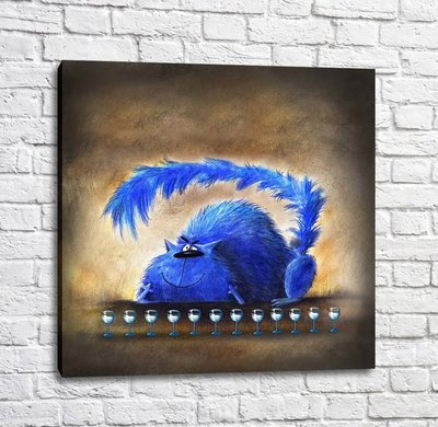 Poster Pisica albastra si 12 pahare Kot17005 фото