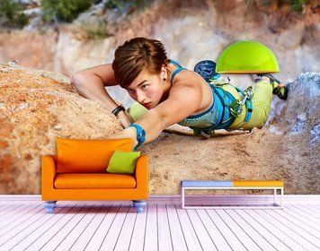 Фотообои - "Скалолазка на фоне гор и растений" Spo2981 фото