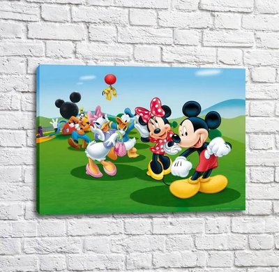 Poster Mickey și prietenii lui pe fundalul unei pajiști verzi Mul16301 фото