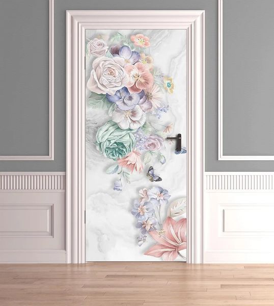 Autocolant 3D pentru ușă, flori delicate ST241 фото